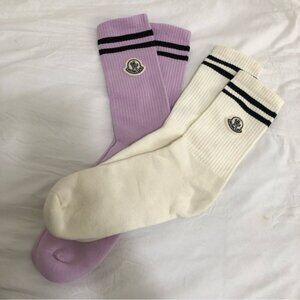 NEW Moncler Genius x Fragment Socks in Multi (White + Purple) Snow Ski mid calf